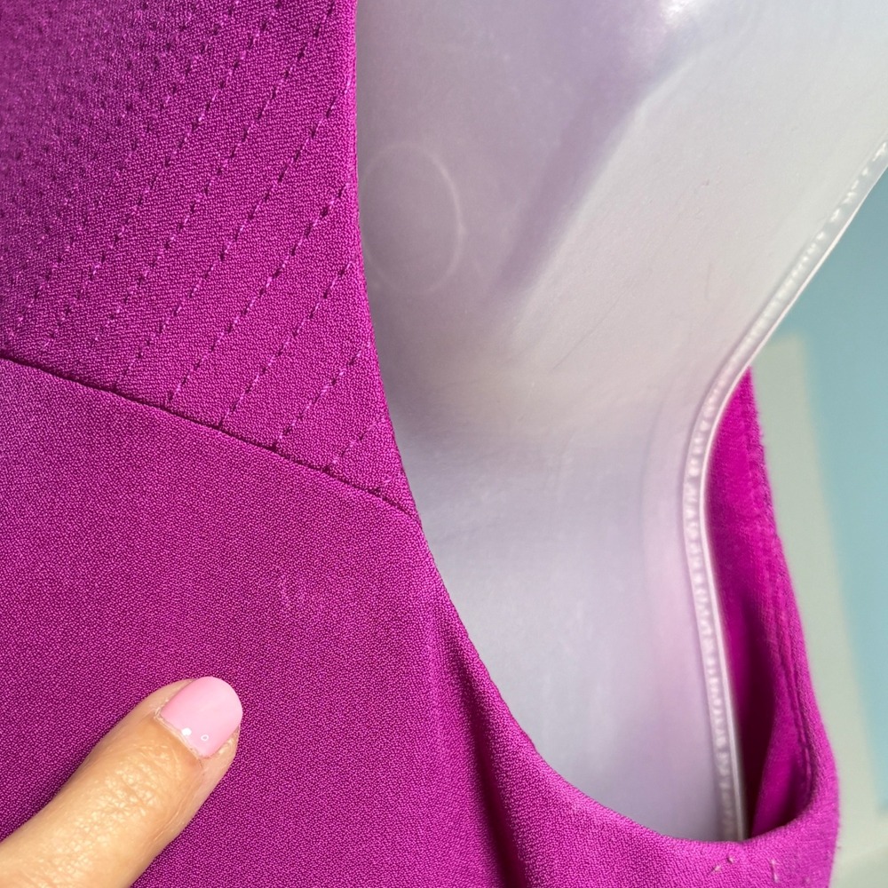 Tahari S/4 Levine Arthur Dress Magenta Pink Fit Flare Sleeveless V-Neck Textured - Picture 12 of 12
